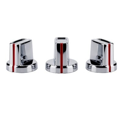 Super Star 3900 Replacement Control Knobs Pack – Vintage Series Chrome Front Panel Tuning Dial Set with Red Indicator Line (Pack of 3, Compatible with Pre-2020 Classic Chassis Models)