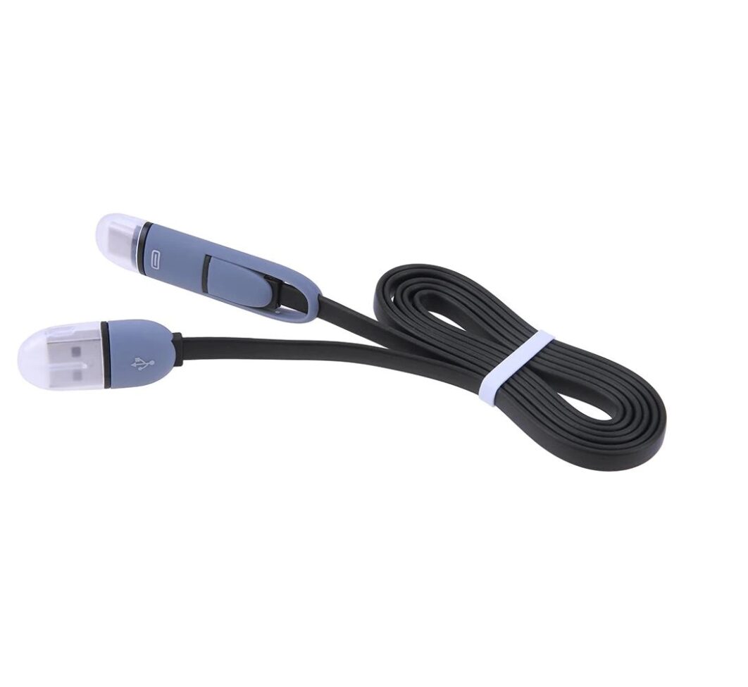 USB cable with double output USB type C and micro USB