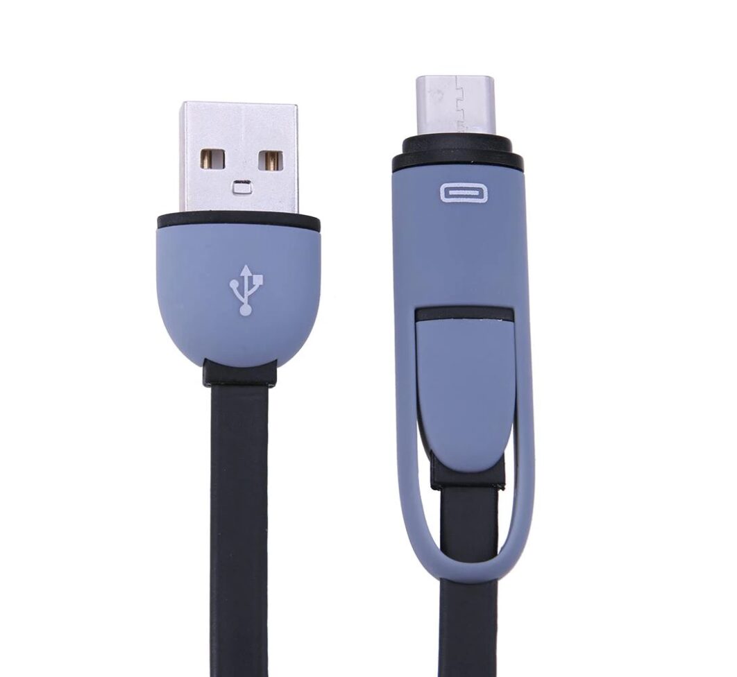 USB cable with double output USB type C and micro USB