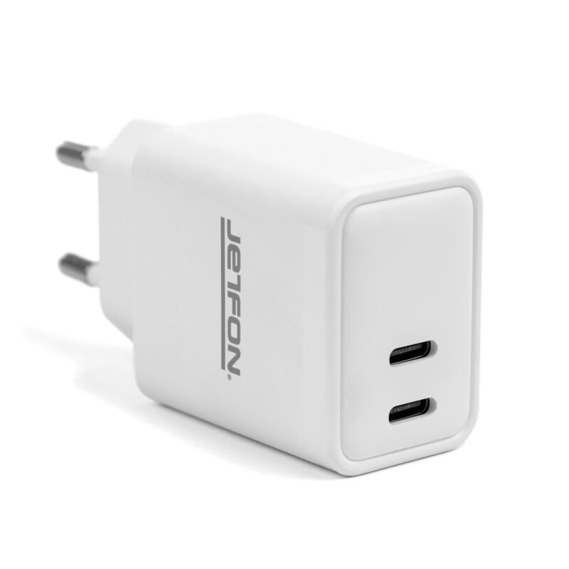 Cargador doble toma USB-C, 10W + 2 cables doble USB-C