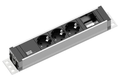 BACHMANN UNIVERSAL ALU 3 tomas + espacio con escuadras  cable alimentación