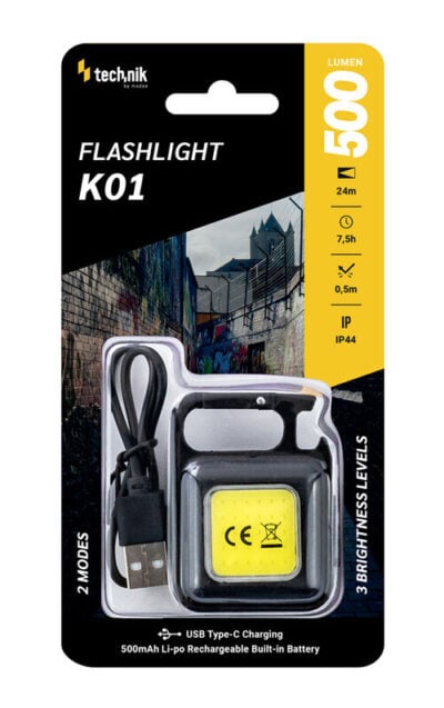Technik K01 Linterna LED COB (500 lúmenes) + USB-C